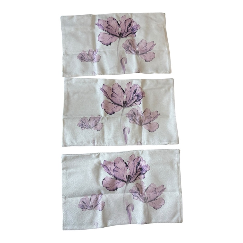 Sladjana Floral Throw Pillow Covers Set of 3 Purple Flowers 12x20 Zipper‎